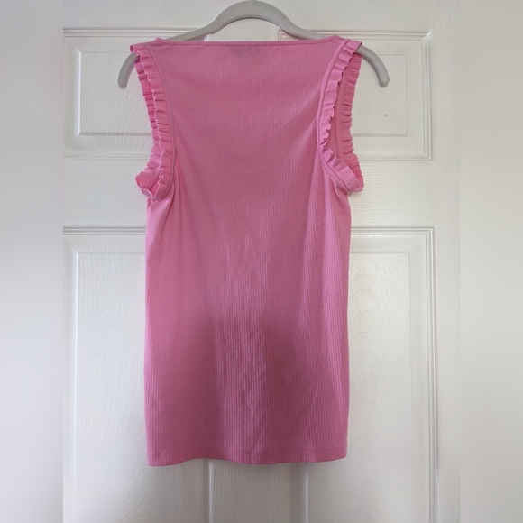 J. Crew Ribbed Pink Ruffle Tank | M - Picture 7 of 8